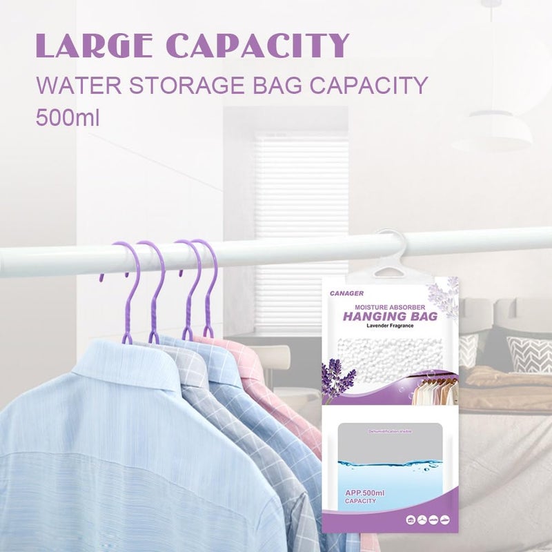 CANAGER Hanging Moisture Absorber, Lavender Vanilla Moistureproof Hanging Bag, Dehumidifier Bag (8 packs) Hanging Closet Dehumidifier Bags, Moisture Absorb 12.5 oz. - Image 3